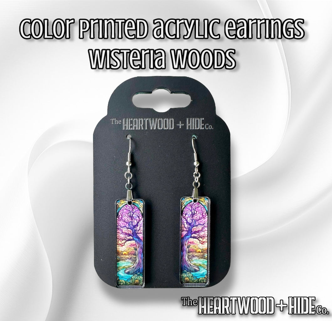 Color Printed Acrylic Earrings - Wisteria Woods