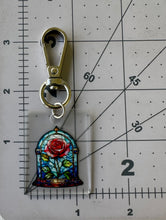 Load image into Gallery viewer, Color Printed Bag Charms - Belle&#39;s Enchanted Rose - Frosted Acrylic
