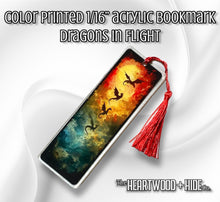 Load image into Gallery viewer, Color Printed 1/16&quot; Acrylic Bookmark - Dragons In Flight
